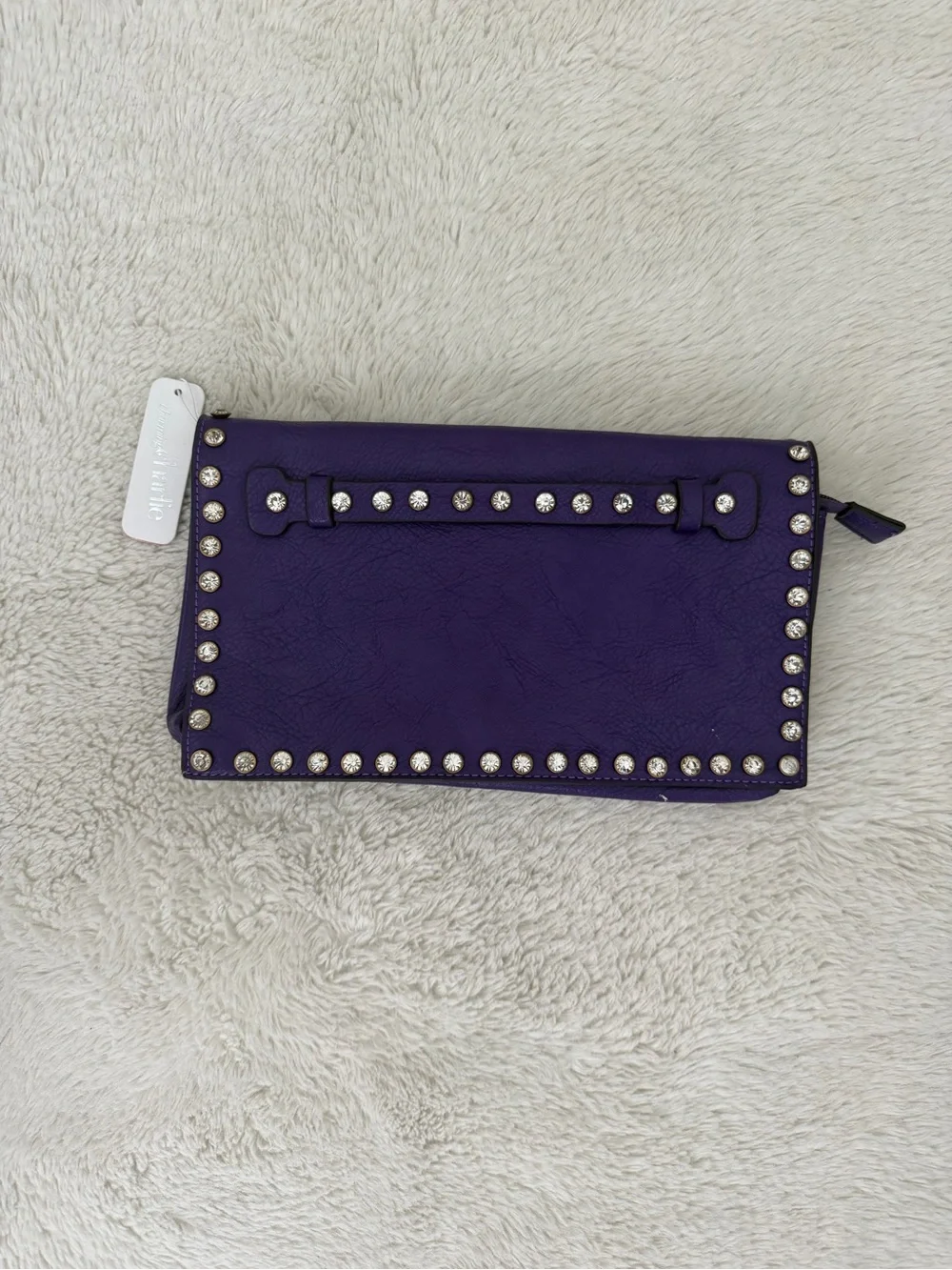 Charming Charlie Purple Studded Wristlet Clutch with Silver Accents